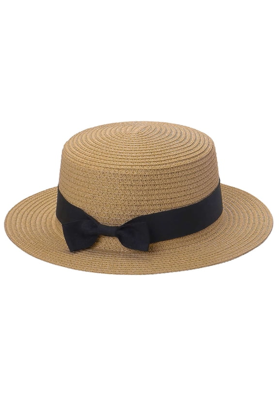 BadPiggies Summer Sun Hat for Women Wide Brim Sun Protection Straw Hat for Beach and Fishing (Khaki)