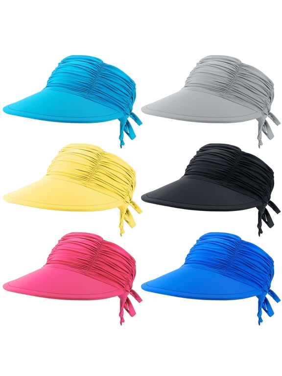 BadPiggies Sun Visor Hat for Women Large Brim Summer UV Protection Beach Cap Golf Sports Adjustable Hat (Blue)