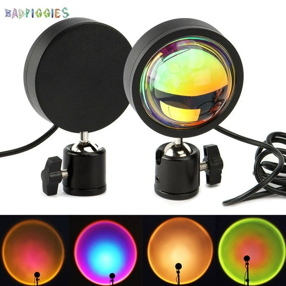 BadPiggies Sunset Lamp Projection Led Light, Night Light Romantic Visual Ambient Light Network Red Light 360 Degree Rotation for Photography Party Home Decor (Sun)