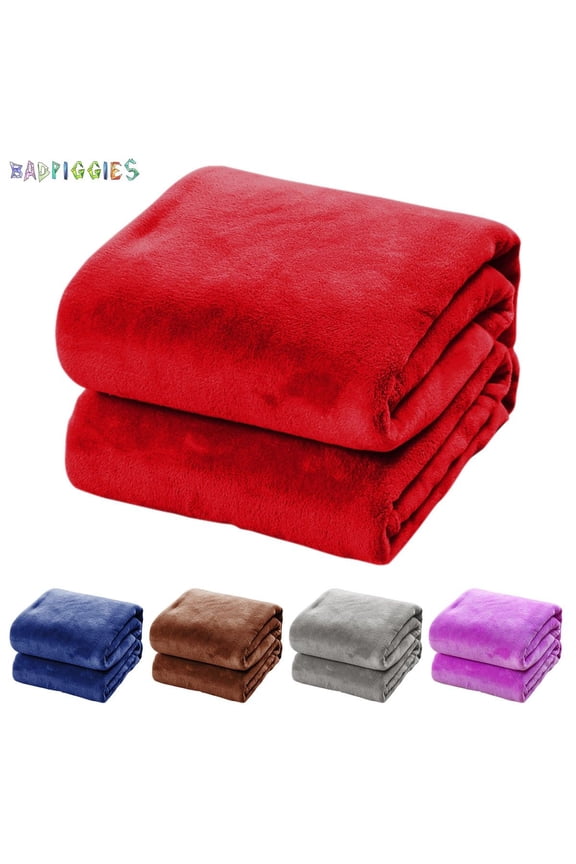 BadPiggies Super Soft Coral Fleece Warm Throw Blanket Lightweight Fuzzy Plush for Couch Sofa Bed Chair (40" x 55", Red)