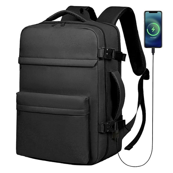 BadPiggies Travel Backpack for Women Men Laptop Bag Flight Approved Carry On Backpacks Luggage Waterproof Anti Theft Gym Hiking Casual Daypack - Black