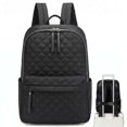 thumbnail image 1 of BadPiggies Travel Backpack for Women Men, Nylon Quilted College Laptop Backpack Fits 15.6" Laptop Personal Carry-on Size Bag with Trolley Sleeve, 1 of 9