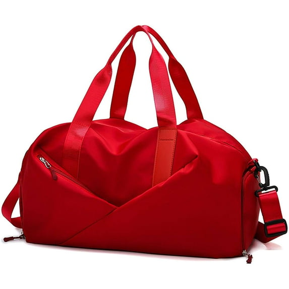 BadPiggies Travel Duffel Bag, Sports Tote Gym Shoulder Bag Weekender Overnight Bag with Shoes Compartment for Men Women (Red)