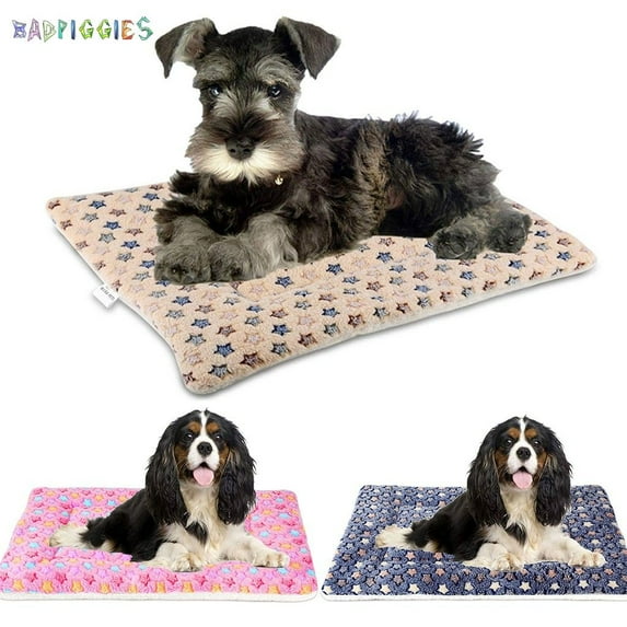 BadPiggies Ultra Soft Dog Cat Cute Prints Bed Liner Fluffy Flannel Cushion Soft and Warm Mat Pet Blanket (L, Yellow)