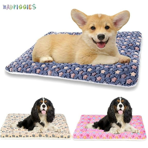 BadPiggies Ultra Soft Dog Cat Cute Prints Bed Liner Fluffy Flannel Cushion Soft and Warm Mat Pet Blanket (M, Blue)