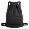 thumbnail image 1 of BadPiggies Drawstring Backpack for Men Women, Waterproof Nylon Sports Gym Shoulder Bag Daypack with Side Pockets (Black), 1 of 9