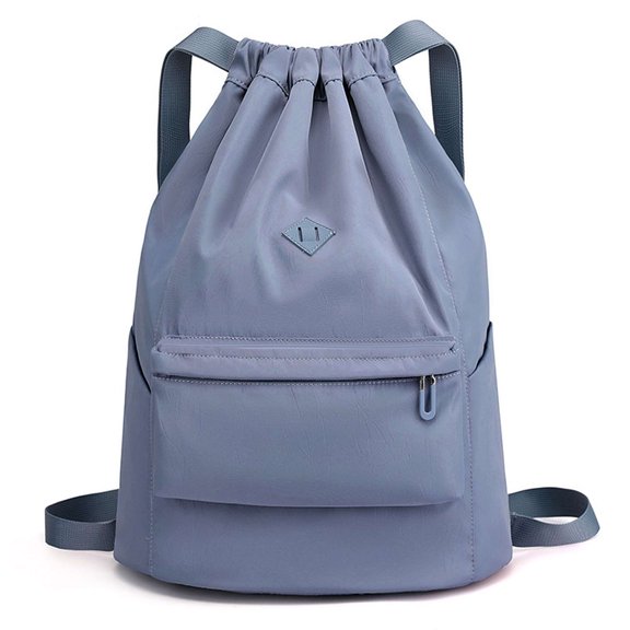 BadPiggies Drawstring Backpack for Men Women, Waterproof Nylon Sports Gym Shoulder Bag Daypack with Side Pockets (Blue)