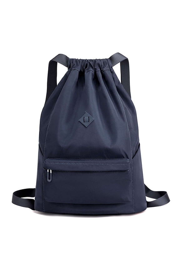 BadPiggies Drawstring Backpack for Men Women, Waterproof Nylon Sports Gym Shoulder Bag Daypack with Side Pockets (Navy)