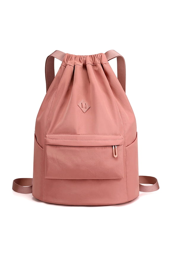 BadPiggies Drawstring Backpack for Men Women, Waterproof Nylon Sports Gym Shoulder Bag Daypack with Side Pockets (Pink)