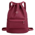 thumbnail image 1 of BadPiggies Drawstring Backpack for Men Women, Waterproof Nylon Sports Gym Shoulder Bag Daypack with Side Pockets (Red), 1 of 9
