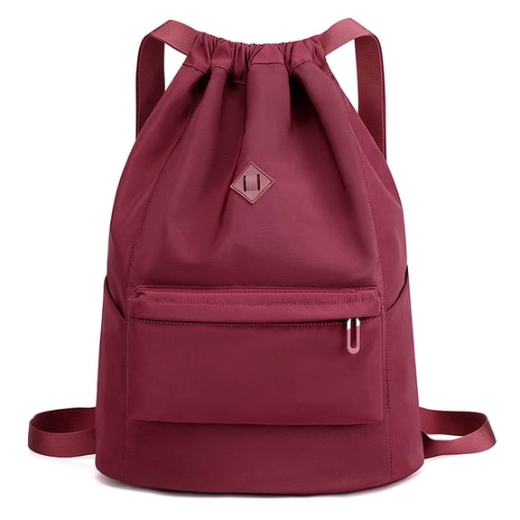 BadPiggies Drawstring Backpack for Men Women, Waterproof Nylon Sports Gym Shoulder Bag Daypack with Side Pockets (Red)