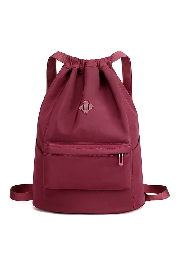 BadPiggies Drawstring Backpack for Men Women, Waterproof Nylon Sports Gym Shoulder Bag Daypack with Side Pockets (Red)