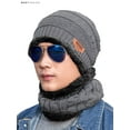 thumbnail image 1 of BadPiggies Unisex Winter Beanie Hat Scarf 2-Piece Set Thick Warm Knit Skull Cap for Men Women (Gray), 1 of 5