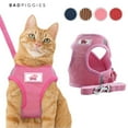 thumbnail image 1 of BadPiggies Universal Puppy Cat Dog Harness with Leash Set Escape Proof Adjustable Reflective Mesh Corduroy Harnesses (S, Pink), 1 of 6