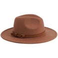 thumbnail image 1 of BadPiggies Vintage Fedora Hat for Men & Women Wide Brim Felt Hats with Belt Buckle (Khaki), 1 of 9