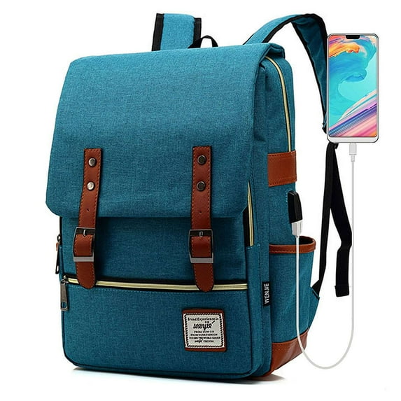 BadPiggies Vintage Travel Backpack for Women Men Satchel Rucksack Bag Laptop Backpack with USB Charging Port