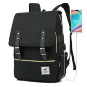 BadPiggies Vintage Travel Backpack for Women Men Satchel Rucksack Bag Laptop Backpack with USB Charging Port