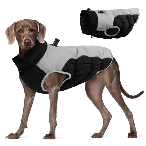BadPiggies Warm Dog Winter Coat Reflective Dog Jacket Waterproof Cold Weather Pet Vest for Medium Large Dogs XL-6XL