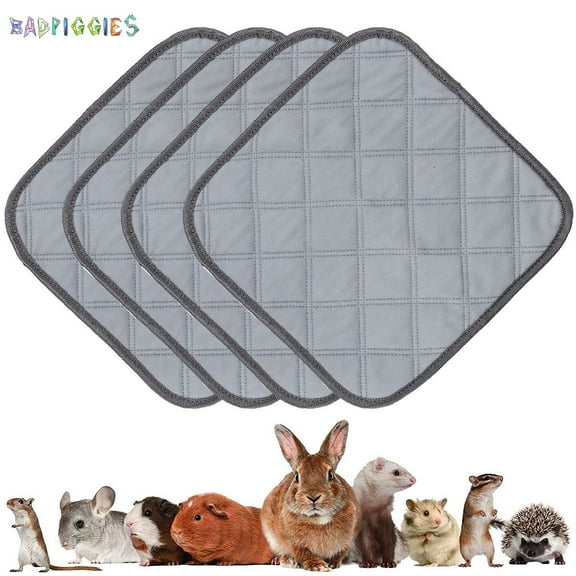 BadPiggies Washable Pee Pads for Guinea Pig, 4PCS Non-Slip Hamster Cage Liners Reusable Pet Mat Sleep Cushion
