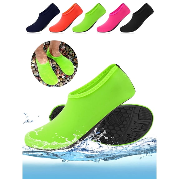 BadPiggies Water Socks Barefoot Quick-Dry Aqua Skin Shoes, Men Women Rubber Soles for Beach Pool Surf Swim Yoga