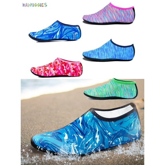 BadPiggies Water Socks Sports Beach Barefoot Quick-Dry Aqua Yoga Shoes Slip-on for Men Women Kids (M, Camouflage Blue)
