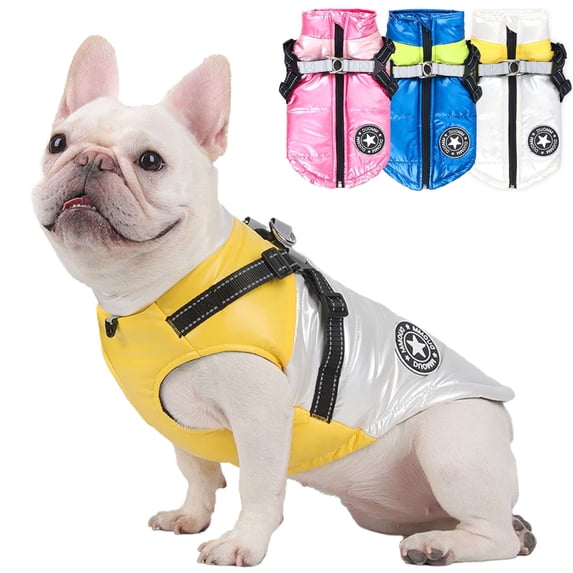 BadPiggies Waterproof Cold-proof Dog Coat Vest Reflective Pet Jacket Winter Warm Clothes for Small Medium Dogs (L, White)