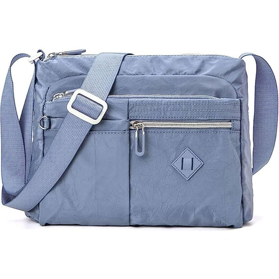 BadPiggies Waterproof Crossbody Bag for Women Nylon Messenger Bag Casual Shoulder Handbag Purse Bookbag (Blue)