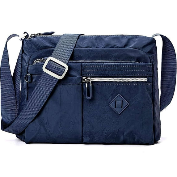 BadPiggies Waterproof Crossbody Bag for Women Nylon Messenger Bag Casual Shoulder Handbag Purse Bookbag (Navy)