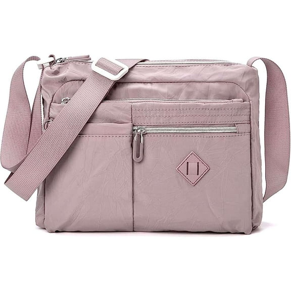 BadPiggies Waterproof Crossbody Bag for Women Nylon Messenger Bag Casual Shoulder Handbag Purse Bookbag (Purple)