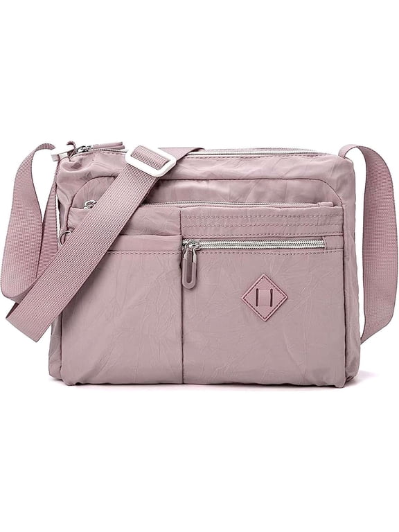 BadPiggies Waterproof Crossbody Bag for Women Nylon Messenger Bag Casual Shoulder Handbag Purse Bookbag (Purple)