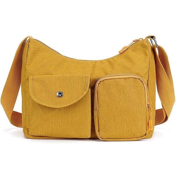 BadPiggies Waterproof Crossbody Bag for Women Nylon Messenger Bag Casual Shoulder Handbag Purse Bookbag - Yellow