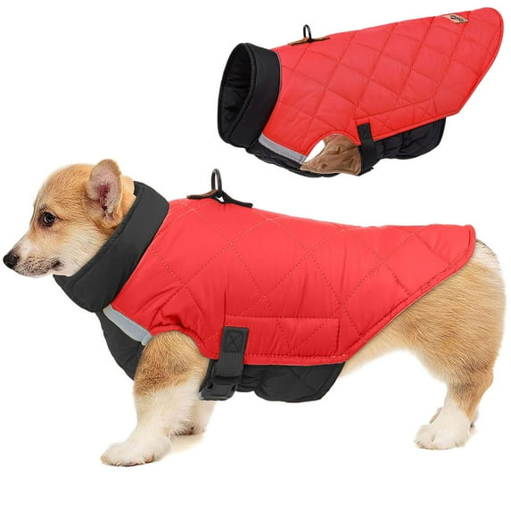 BadPiggies Waterproof Dog Vest Coat Reflective Windproof Winter Warm Pet Jacket for Small Medium Large Dogs (L, Red)