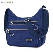BadPiggies Waterproof Nylon Crossbody Bag Shoulder Purse Lightweight Messenger Bag Multi Zipper Pockets for Women Men (Dark Blue)
