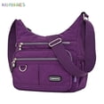 thumbnail image 1 of BadPiggies Waterproof Nylon Crossbody Bag Shoulder Purse Lightweight Messenger Bag Multi Zipper Pockets for Women Men (Purple), 1 of 5
