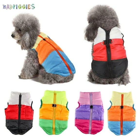 BadPiggies Waterproof Winter Dog Padded Vest Coat Pet Jacket Warm Clothes for Small Medium Large Dog (L, Red+Black)