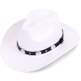thumbnail image 1 of BadPiggies Western Cowboy Hat for Men Women Classic Roll Up Wide Brim Fedora Hats with Buckle Belt, 1 of 7