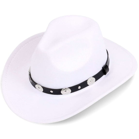 BadPiggies Western Cowboy Hat for Men Women Classic Roll Up Wide Brim Fedora Hats with Buckle Belt