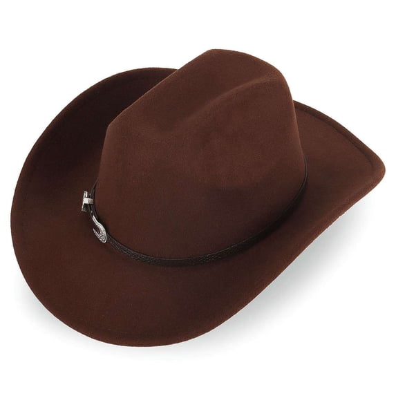 BadPiggies Western Cowboy Hat for Men Women Classic Roll Up Wide Brim Fedora Hats with Buckle Belt
