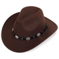 thumbnail image 1 of BadPiggies Western Cowboy Hat for Men Women Classic Roll Up Wide Brim Fedora Hats with Buckle Belt, 1 of 7