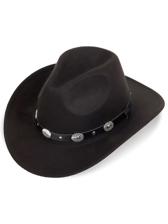 BadPiggies Western Cowboy Hat for Men Women Classic Roll Up Wide Brim Fedora Hats with Buckle Belt