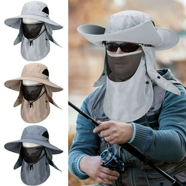 BadPiggies Wide Brim Sun Hat 3-in-1 UV Protection Fishing Cap with Removable Face & Neck Flaps (3-Color)
