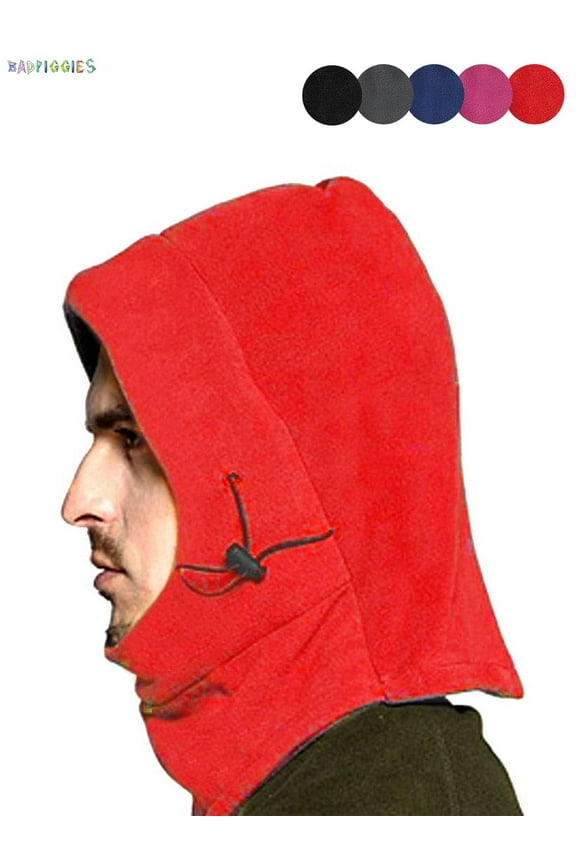 BadPiggies Windproof Warm Fleece Hat Hood Balaclava Ski Face Mask Winter Sport Headwear (Red)