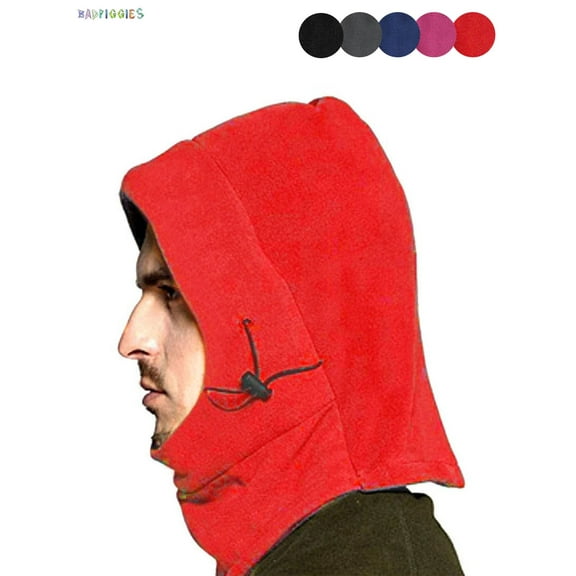BadPiggies Windproof Warm Fleece Hat Hood Balaclava Ski Face Mask Winter Sport Headwear (Red)