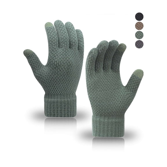 BadPiggies Winter Gloves for Men Women, Touch Screen Texting Warm Gloves with Thermal Soft Fleece Lining Elastic Cuff (Green)
