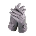 thumbnail image 1 of BadPiggies Winter PU Leather Gloves for Women, Waterproof Driving Dress Gloves with Fleece Lined Thermal Warm (Gray), 1 of 6
