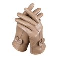 thumbnail image 1 of BadPiggies Winter PU Leather Gloves for Women, Waterproof Driving Dress Gloves with Fleece Lined Thermal Warm (Khaki), 1 of 6