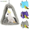 thumbnail image 1 of BadPiggies Winter Warm Bird Nest House Shed Hut Plush Fluffy Hanging Hammock Finch Cage Birds Hut Hideaway for Hamster Parrot Macaw Eclectus Parakeet Cockatoo (L, Gray), 1 of 7