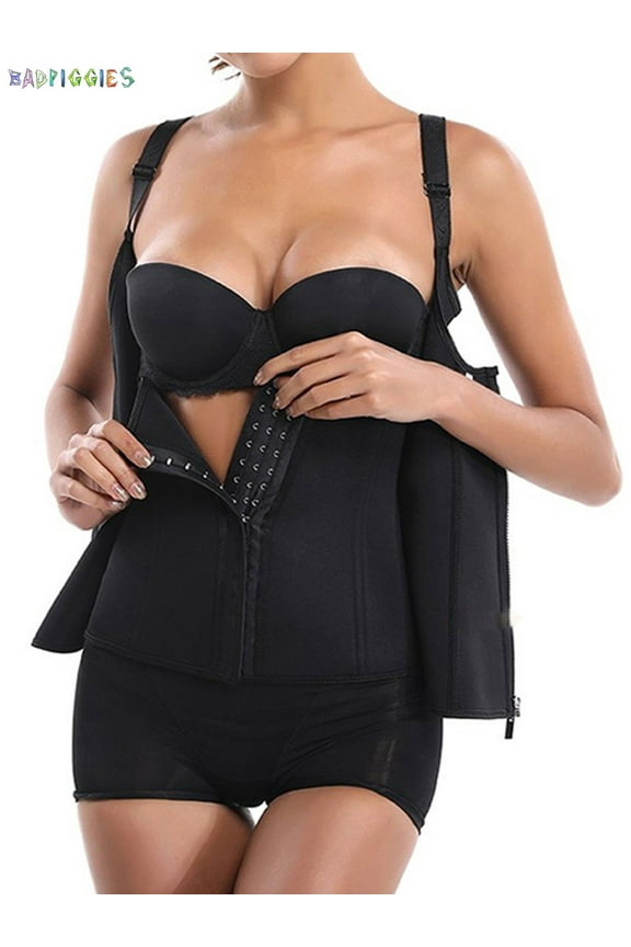 BadPiggies Women Body Shaper Cincher Corset Zipper Shapewear Vest Adjustable Straps Slimming Waist Trainer