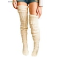 thumbnail image 1 of BadPiggies Women Cable Knitted High Socks Extra Long Winter Warm Over The Knee Stockings Thigh High Boot Soft Leg Warmers (Cream), 1 of 7