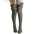 thumbnail image 1 of BadPiggies Women Cable Knitted High Socks Extra Long Winter Warm Over The Knee Stockings Thigh High Boot Soft Leg Warmers (Dark Gray), 1 of 7